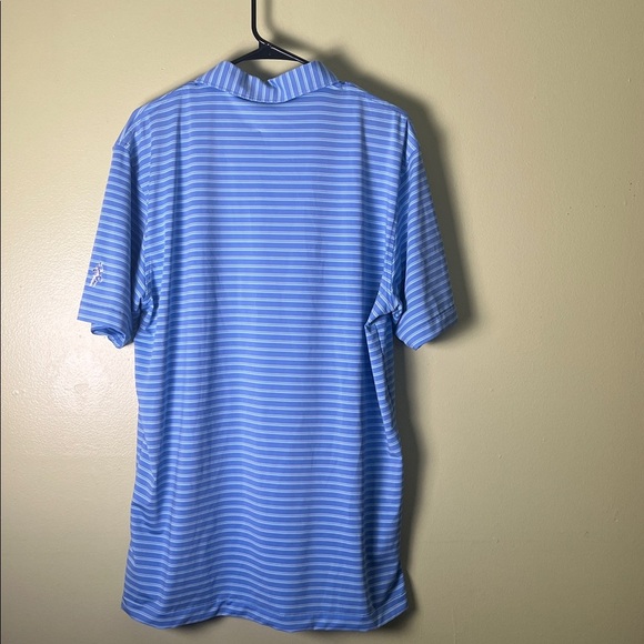 Peter Millar Light Blue Striped Polo Shirt golfing - Picture 6 of 6